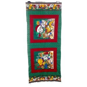 VTG Cranston Christmas Fabric Panel 17.5x44" Puppies Kittens Cotton Quilt